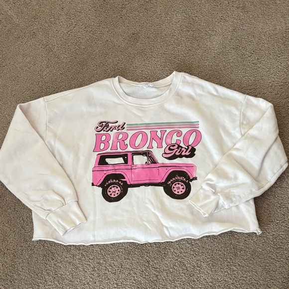 Ford Bronco Girl White and Pink Sweatshirt size medium - Picture 1 of 5